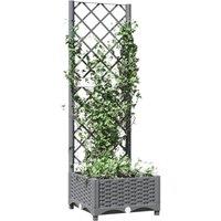 Berkfield Home Garden Planter with Trellis Light Grey 40x40x121.5 cm PP