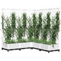Berkfield Home Garden Planter with Trellis White 120x120x121.5 cm PP