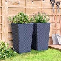 Berkfield Home Garden Planters 2 pcs Blue Grey 32.5x32.5x57 cm PP in Dark Blue