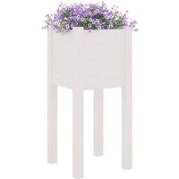 Berkfield Home Garden Planters 2 pcs White 31x31x70 cm Solid Pinewood | Size: 31 x 31 x 70 cm