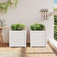 Berkfield Home Garden Planters 2 pcs White Solid Wood Pine