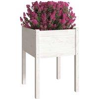 Berkfield Home Garden Planters 2 pcs White 50x50x70 cm Solid Pinewood | Size: 50 x 50 x 70 cm