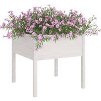 Berkfield Home Garden Planters 2 pcs White 70x70x70 cm Solid Pinewood | Size: 70 x 70 x 70 cm