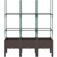 Berkfield Home Garden Planter with Trellis Brown 120x40x142.5 cm PP