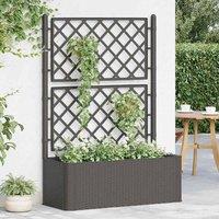 Berkfield Home Garden Raised Bed with Trellis & Self Watering System Anthracite in Black