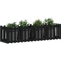 Berkfield Home Garden Raised Bed with Fence Design Black 200x50x50 cm Solid Wood Pine | Size: 200 x 50 x 50 cm