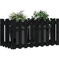 Berkfield Home Garden Raised Bed with Fence Design Black 100x50x70 cm Solid Wood Pine | Size: 100 x 50 x 70 cm
