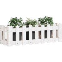 Berkfield Home Garden Raised Bed with Fence Design White 100x30x30 cm Solid Wood Pine | Size: 100 x 30 x 30 cm