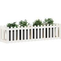 Berkfield Home Garden Raised Bed with Fence Design White 200x50x50 cm Solid Wood Pine | Size: 200 x 50 x 50 cm