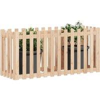 Berkfield Home Garden Raised Bed with Fence Design 150x50x70 cm Solid Wood Pine in Natural | Size: 150 x 50 x 70 cm