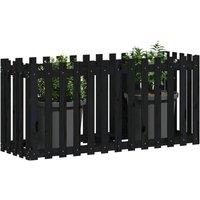 Berkfield Home Garden Raised Bed with Fence Design Black 150x50x70 cm Solid Wood Pine | Size: 150 x 50 x 70 cm