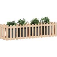 Berkfield Home Garden Raised Bed with Fence Design 200x50x50 cm Solid Wood Pine in Tan | Size: 200 x 50 x 50 cm