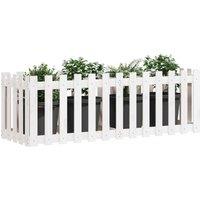 Berkfield Home Garden Raised Bed with Fence Design White 150x50x50 cm Solid Wood Pine | Size: 150 x 50 x 50 cm