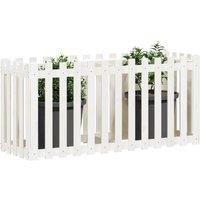 Berkfield Home Garden Raised Bed with Fence Design White 150x50x70 cm Solid Wood Pine | Size: 150 x 50 x 70 cm