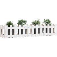 Berkfield Home Garden Raised Bed with Fence Design White 150x30x30 cm Solid Wood Pine | Size: 150 x 30 x 30 cm