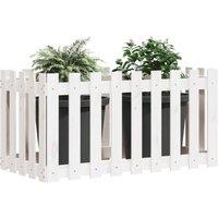 Berkfield Home Garden Raised Bed with Fence Design White 100x50x70 cm Solid Wood Pine | Size: 100 x 50 x 70 cm