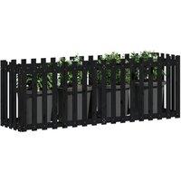 Berkfield Home Garden Raised Bed with Fence Design Black 200x50x70 cm Solid Wood Pine | Size: 200 x 50 x 70 cm