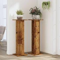 Berkfield Home Plant Stands 2 pcs Old Wood 30x30x95 cm Engineered Wood in Brown | Size: 30 x 30 x 95 cm
