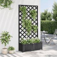 Berkfield Home Planter with Trellis Black Solid Wood Fir