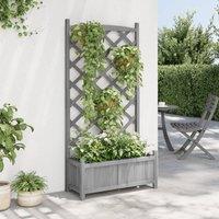 Berkfield Home Planter with Trellis Grey Solid Wood Fir