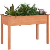 Berkfield Home Planter with Liner Brown 118x59x76 cm Solid Wood Fir | Size: 118 x 59 x 76 cm