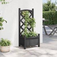 Berkfield Home Planter with Trellis Black Solid Wood Fir