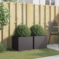 Berkfield Home Planters 2 pcs Black 42x40x39 cm Steel | Size: 42 x 40 x 39 cm