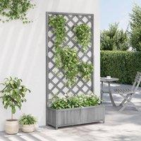 Berkfield Home Planter with Trellis Grey Solid Wood Fir