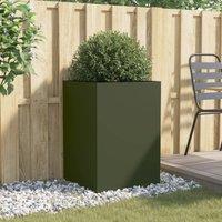 Berkfield Home Planter Olive Green 52x48x75 cm Steel | Size: 52 x 48 x 75 cm