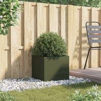 Berkfield Home Planter Olive Green 42x40x39 cm Steel | Size: 42 x 40 x 39 cm