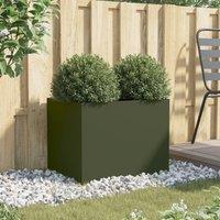 Berkfield Home Planter Olive Green 62x47x46 cm Steel | Size: 62 x 47 x 46 cm