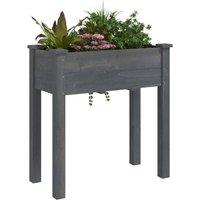 Berkfield Home Planter with Liner Grey 71x37x76 cm Solid Wood Fir | Size: 71 x 37 x 76 cm