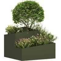 Berkfield Home Metal Planter Olive Green Metal Medium Stackable Metal Planter