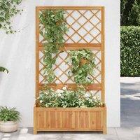 Berkfield Home Raised Bed with Trellis 85x38x150 cm Solid Acacia Wood in Brown | Size: 85 x 38 x 150 cm
