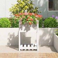 Berkfield Home Planter with Shelf White 54x54x81 cm Solid Wood Pine | Size: 54 x 54 x 81 cm