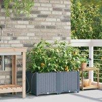Berkfield Home Garden Planters with Water Irrigation System 2 pcs Light Grey