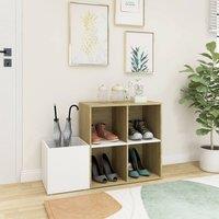 Berkfield Home Hall Shoe Cabinet White & Sonoma Oak 105x35.5x70 cm Engineered Wood in Beige