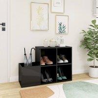 Berkfield Home Hall Shoe Cabinet High Gloss Grey 105x35.5x70 cm Engineered Wood