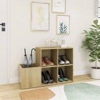 Berkfield Home Hall Shoe Cabinet Sonoma Oak 105x35.5x70 cm Engineered Wood in Light Brown