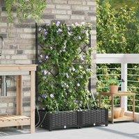 Berkfield Home Garden Planters with Water Irrigation System 2 pcs Black