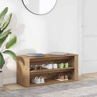 Berkfield Home Shoe Bench Artisan Oak 100x35x45 cm Engineered Wood in Brown | Size: 100 x 35 x 45 cm