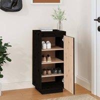 Berkfield Home Shoe Cabinet Black 35x35x80 cm Solid Wood Pine | Size: 35 x 35 x 80 cm