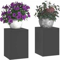 Berkfield Home Outdoor Plant Stands Pillar 2 pcs Black 24x24x35 cm Steel | Size: 24 x 24 x 35 cm