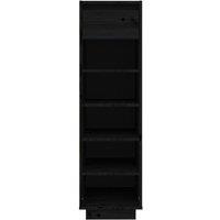 Berkfield Home Shoe Cabinet Black 34x30x105 cm Solid Wood Pine | Size: 34 x 30 x 105 cm