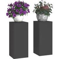 Berkfield Home Outdoor Plant Stands Pillar 2 pcs Black 24x24x55 cm Steel | Size: 24 x 24 x 55 cm