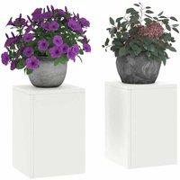 Berkfield Home Outdoor Plant Stands Pillar 2 pcs White 24x24x35 cm Steel | Size: 24 x 24 x 35 cm