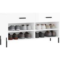 Berkfield Home Shoe Bench High Gloss White 102x35x55 cm Engineered Wood | Size: 102 x 35 x 55 cm