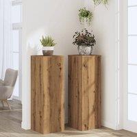 Berkfield Home Plant Stands 2 pcs Artisian Oak 33x33x100 cm Engineered Wood in Brown | Size: 33 x 33 x 100 cm