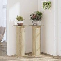 Berkfield Home Plant Stands 2 pcs Sonoma Oak 30x30x80 cm Engineered Wood in Light Tan | Size: 30 x 30 x 80 cm