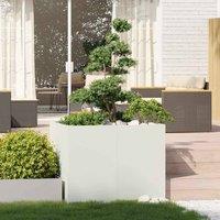 Berkfield Home Planter White 100x100x80 cm Steel | Size: 100 x 100 x 80 cm